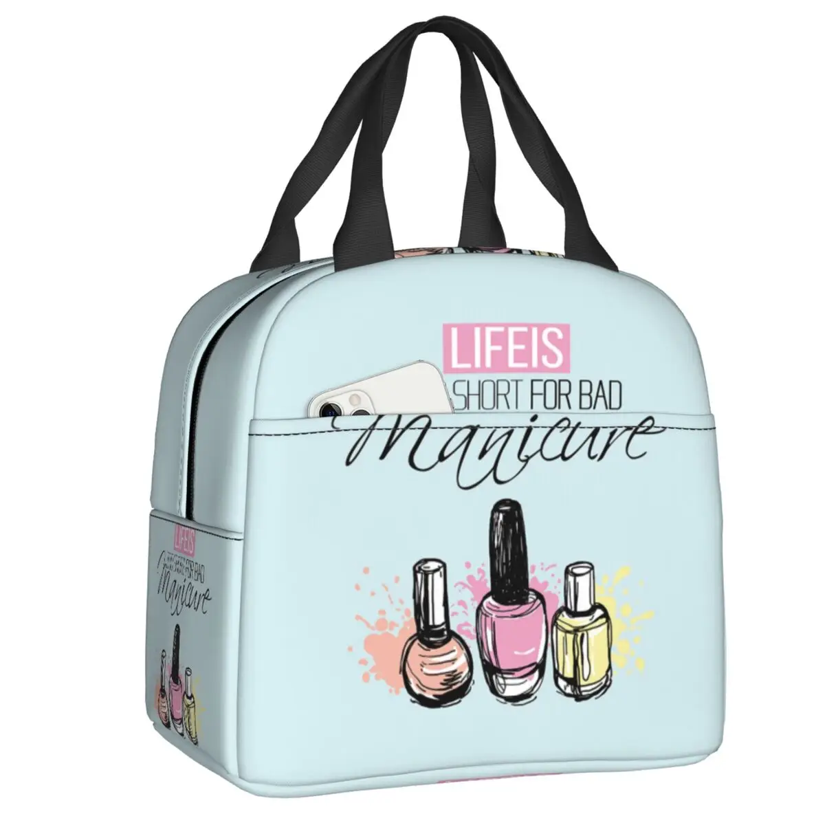 

Custom Fashion Nail Polish Lunch Bag Men Women Thermal Cooler Insulated Lunch Box for Children School
