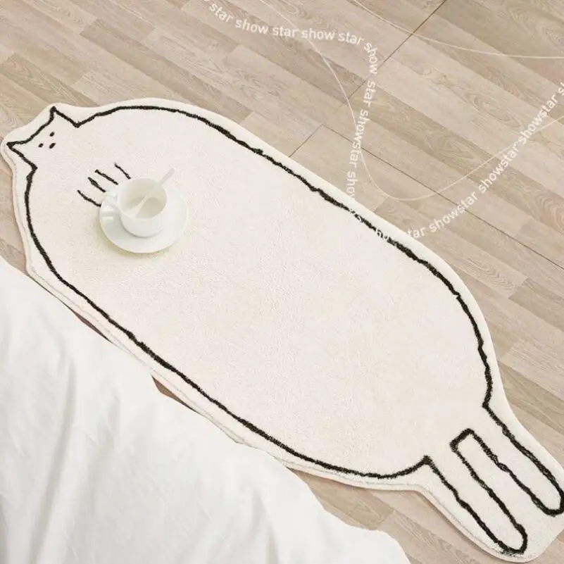 Cartoon Cat Plush Door Mat Non-Slip Animal Area Rug Water Absorbent Bathroom Floor Bedroom Bedside Carpet Foot Pad Home Decor image 5