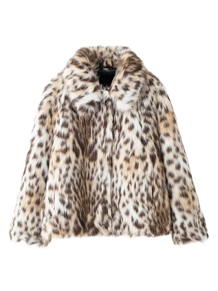 شتاء جديد ليوبارد طباعة معطف الفرو النساء النساء أنيقة التلبيب واحدة الصدر فضفاض معطف دافئ سيدة اليومية التنقل مكتب أبلى #6