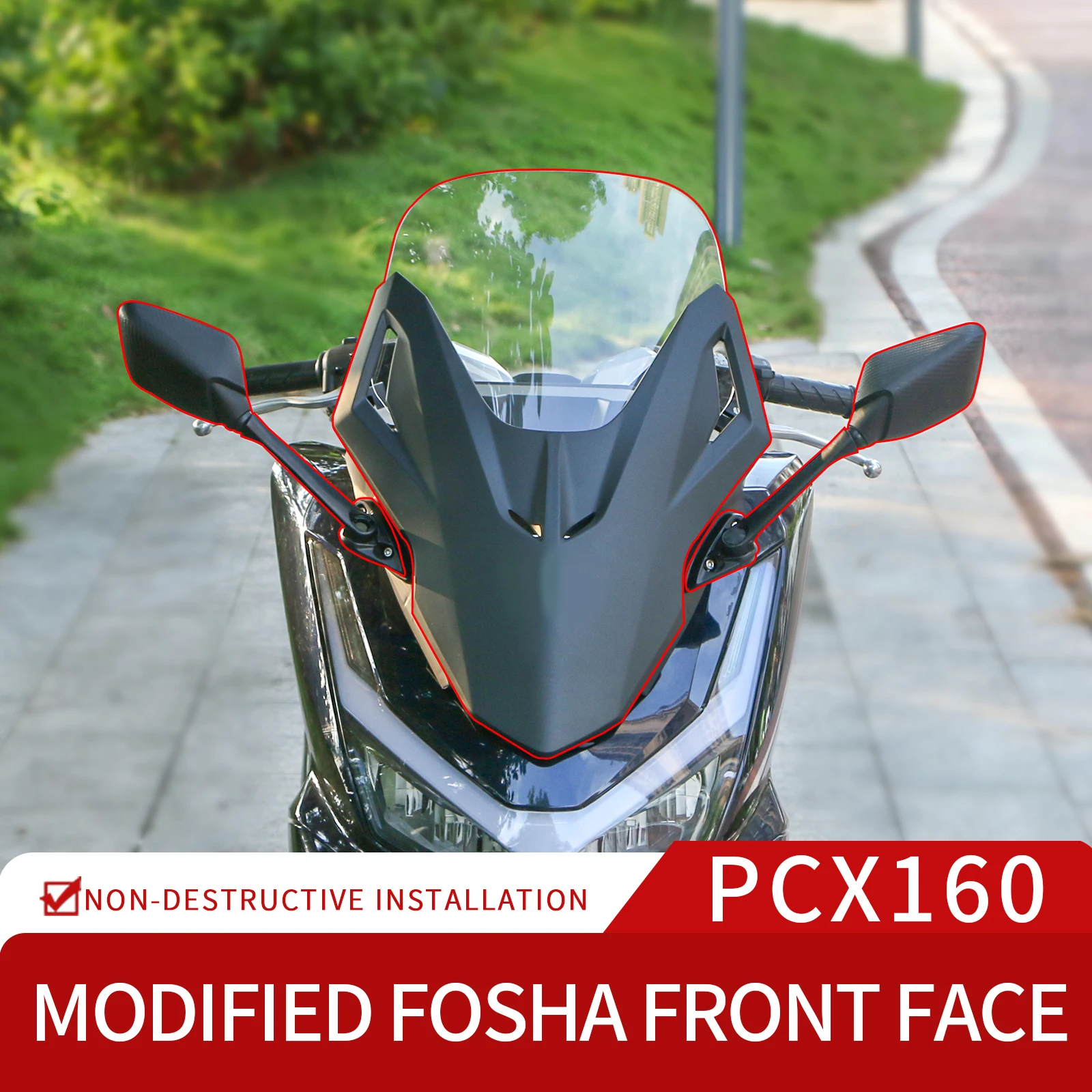 

For Honda PCX125 PCX160 PCX 125 160 2025 Modified Windshield Heighten Screen Rearview Mirror Integrated Motorcycle Accessories
