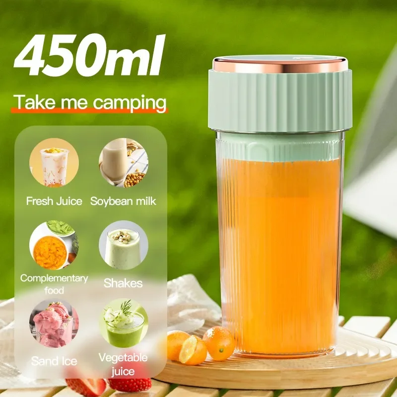 450ml Juice Blender 6 Blades Portable Fruit Juicer Blender Rechargeable Juice Extractor Mini Speed Blender