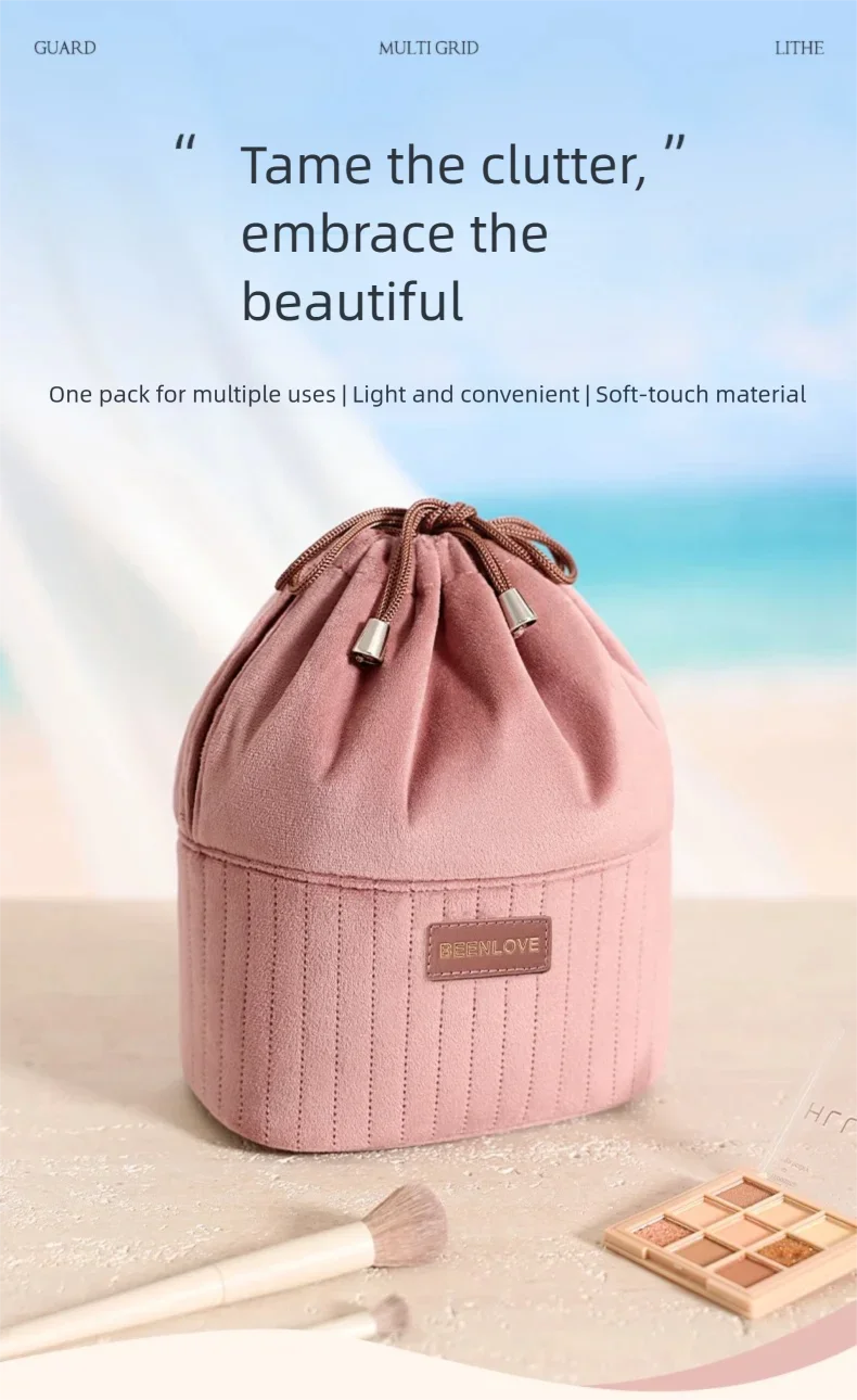 Große Kapazität Samt-Kosmetiktasche Tragbare Multifunktionale Reise-Make-up-Tasche Organizer Modische Aufbewahrungstasche für den täglichen Gebrauch – Detail 2