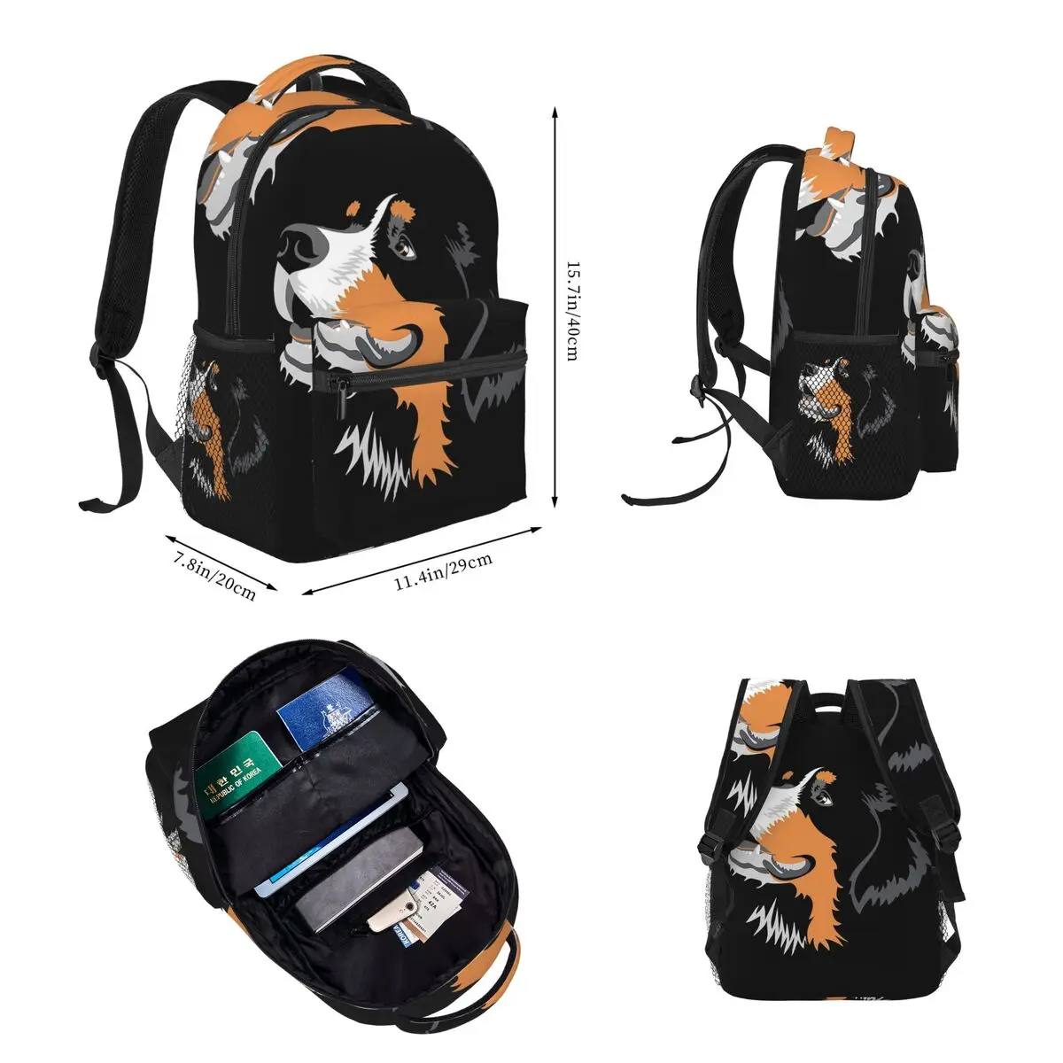 Bernese Mountain Dog Backpacks Boys Girls Bookbag Students School Bags Cartoon Kids Rucksack Lunch Bag Pen Bag Three-Piece Set