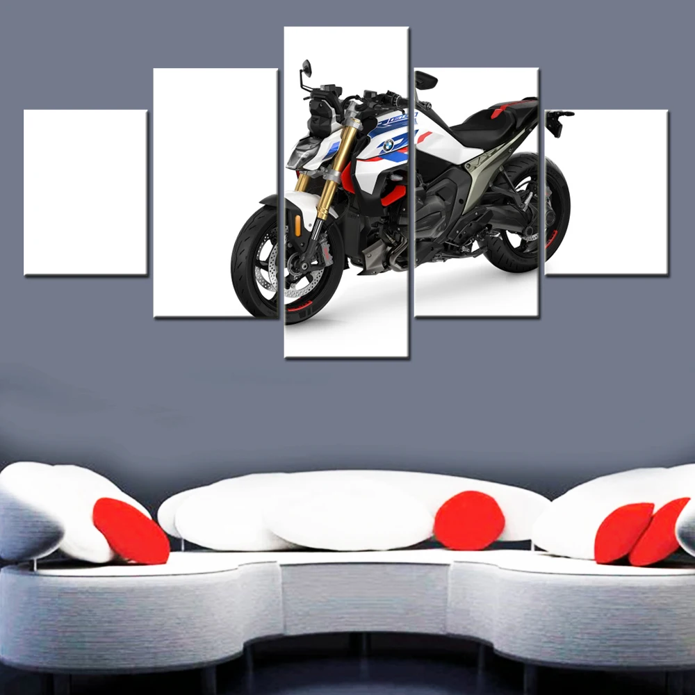 5 Pieces Canvas Wall Arts Modern Poster Painting Bikes Performance 2025 Wallpaper Home Decor Picture Printing Interior Mural