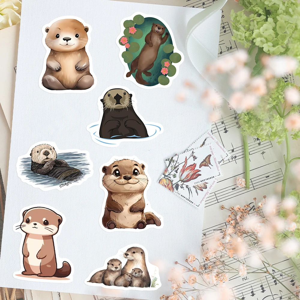 Cute Cartoon Otter Stickers Art Clipart Collection Toys Waterproof Decal for Laptop Scrapbook Notebook Phone Bottles Decorative