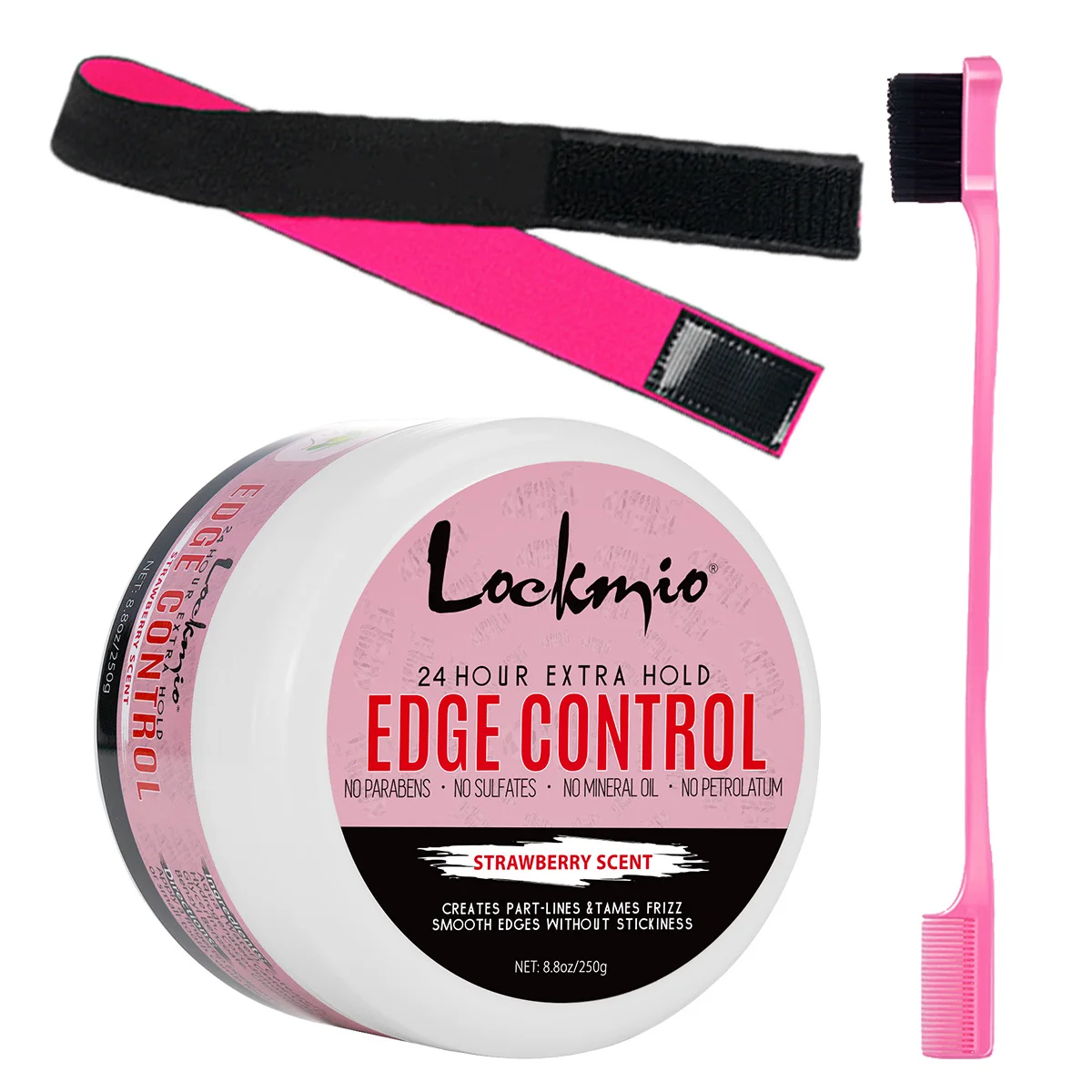 Cera para Peinar LOCKMIO 250g, Crema Fijadora para Suavizar el Cabello de Bebé, Gel Definidor de Línea de Cabello de Fijación Extra Fuerte y Diadema y Cepillos