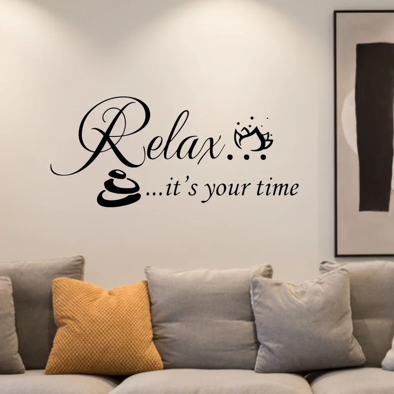 Relax It's Your Time Spa Beauty Salon Wall Art Stickers Wall Decals Home Diy Decoration Removable