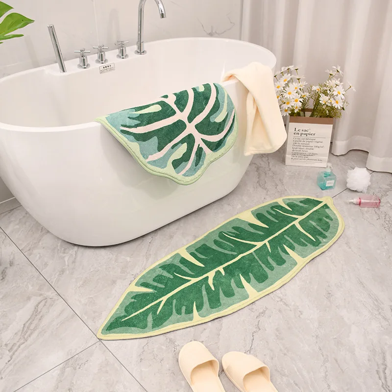 

Banana Leaf Bath Mat Super Soft Imitation Cashmere Irregular Carpet Anti-slip Absorbent Floor Mat Home Decor Sofa Bedside Rug