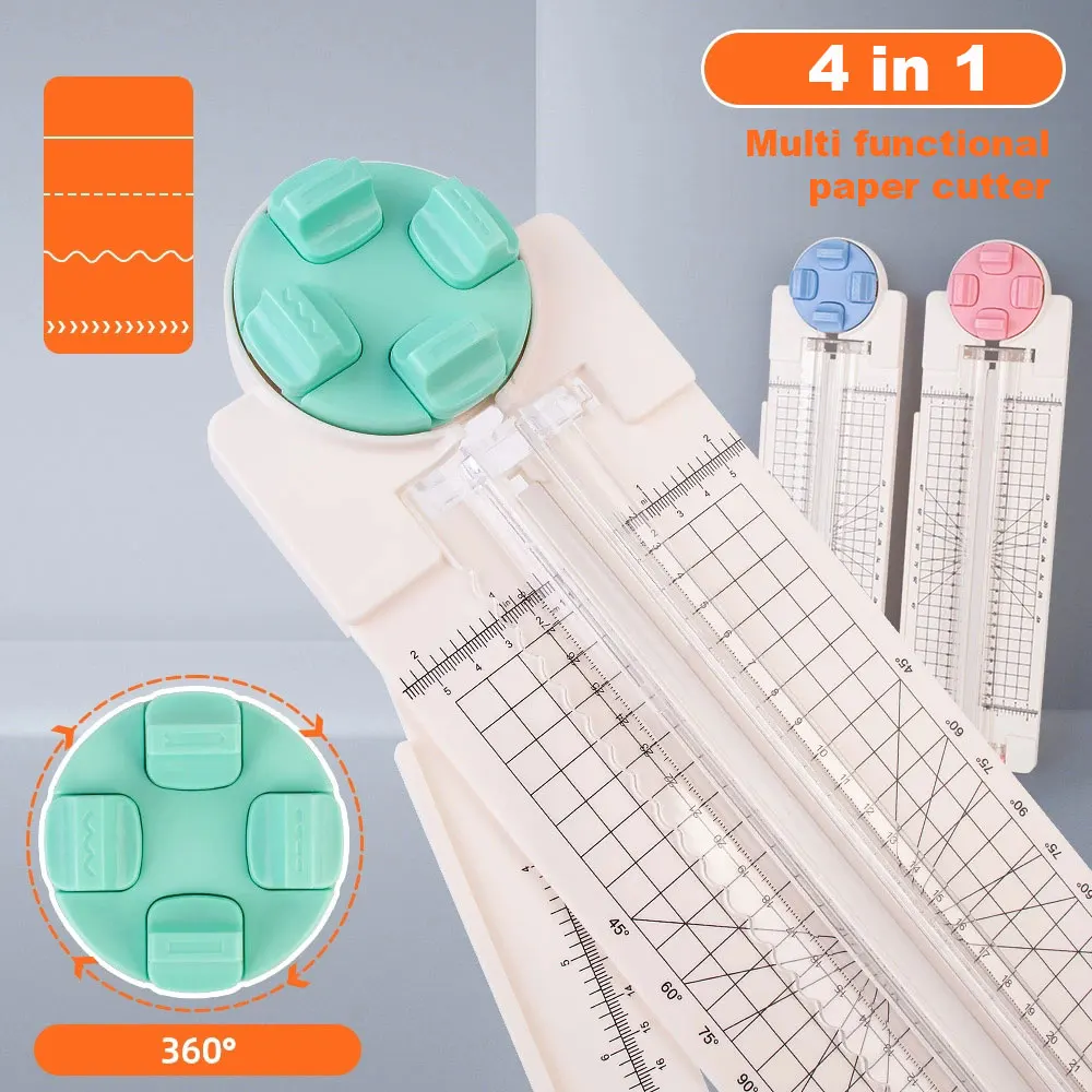 Multi-function Paper Cutter Creasing Machine 360-degree Rotary Paper Cutter 4 IN 1 for Hand-Cutting Card Art Tools