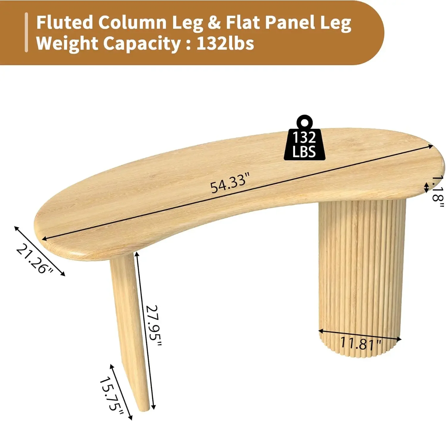 [تخفيضات سريعة، تصفية! ]مكتب كمبيوتر صغير منحني مقاس 54.3 بوصة، مكتب تنفيذي خشبي بأرجل مخددة قوية، زاوية فاخرة حديثة Si