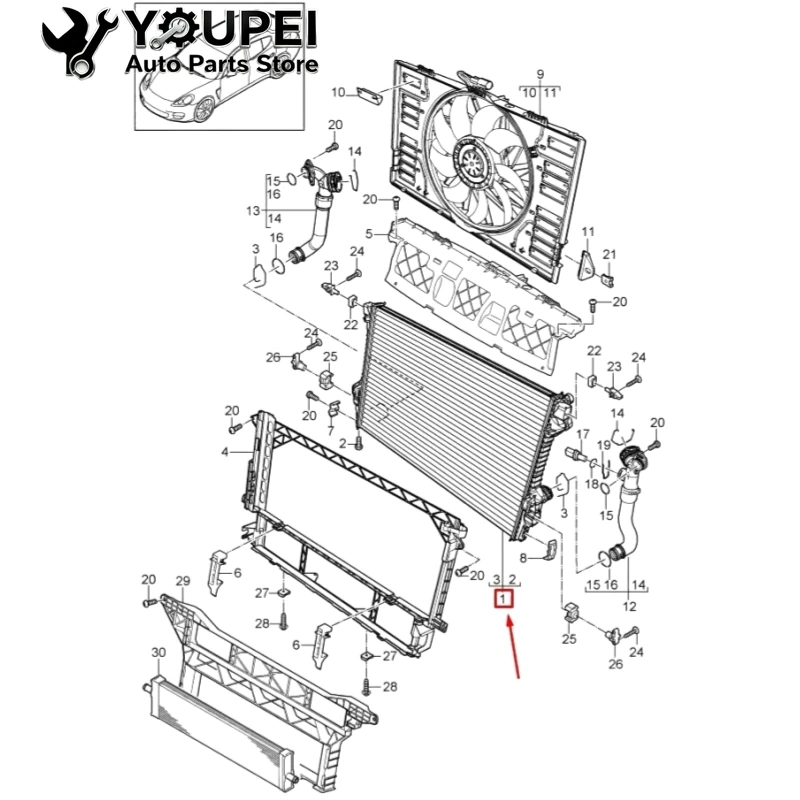 Радиатор охлаждающей воды для Porsche Panamera 3,0 л 3,6 л 1,8 л OEM 97010613103 97010613102