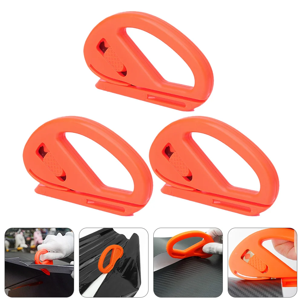 3Pcs Film Wrap Paper Cutter Lightweight Safety Cutter for DIY Vinyl Trimming and Letter Opening Applications Safety Cutting Tool