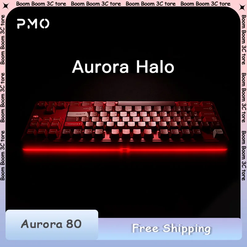 

Механическая клавиатура Pmo Aurora80, трехрежимная беспроводная Bluetooth-клавиатура из алюминиевого сплава ARGB с возможностью горячей замены, индивидуальная игровая клавиатура для киберспорта