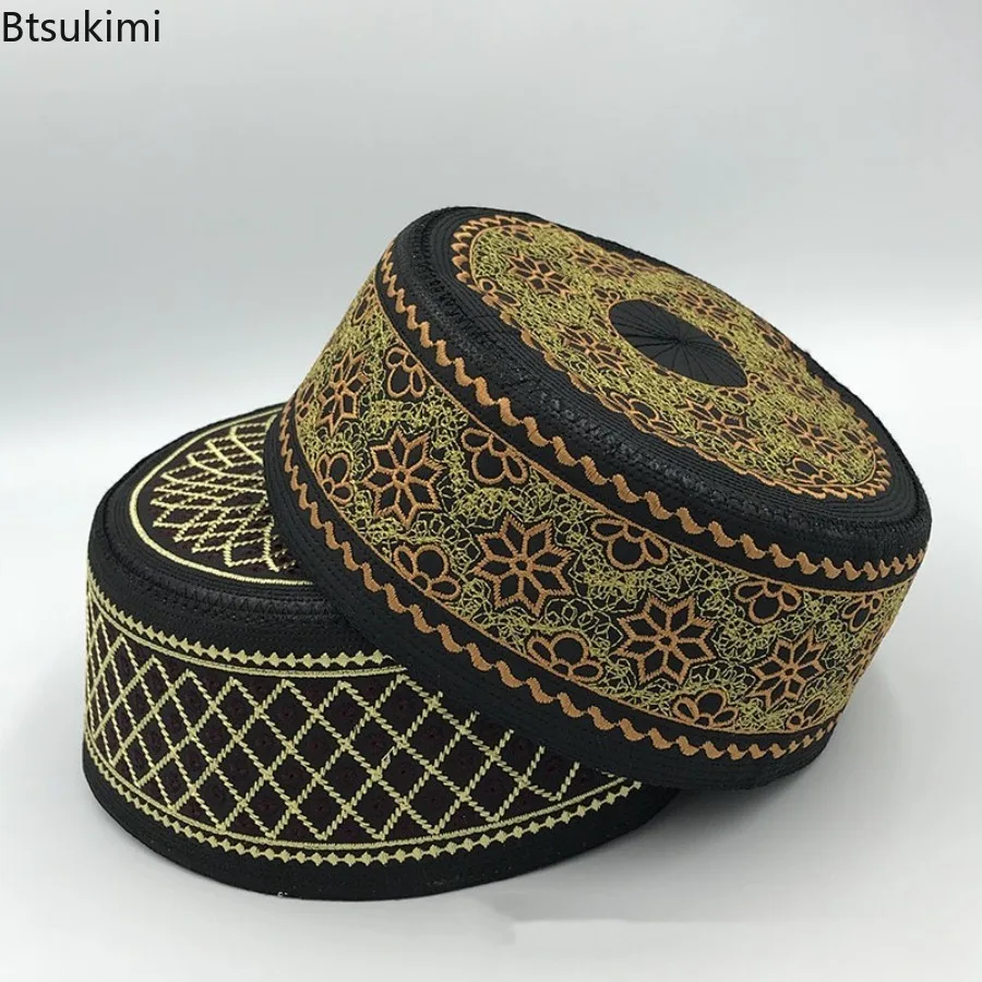 2026 القبعات الإسلامية الرجال التطريز عمامة الإسلام قبعات الصلاة العربية الهند الحجاب قبعات العرقية خمر الشرق الأوسط زي الملحقات #3