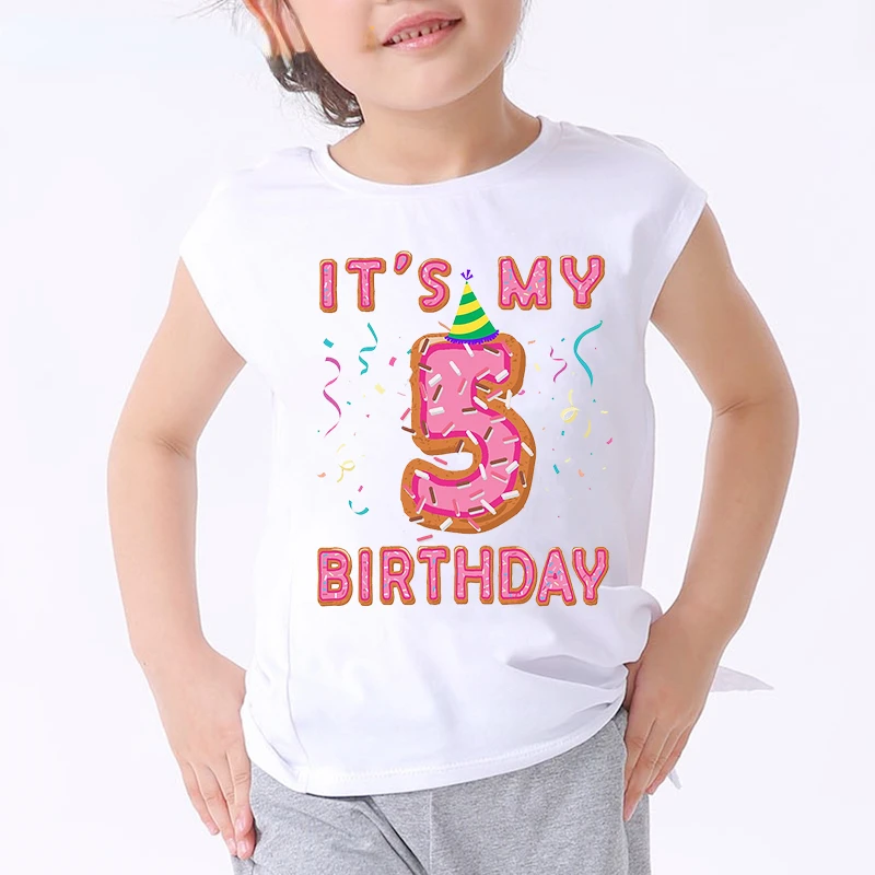 Funny Shirt Children t shirts Number 1 2 3 4 5 6 8 9 happy Birthday Gift Kids Letters Cute tshirts Print Clothes Boys and Girls