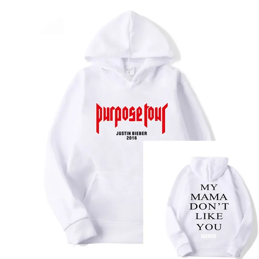 Fashion Brand Design Justin Bieber Purpose Tour Hoodies Pullover Printed Men Women Sport Hip Hop Style Hooded Sweatshirts Tops