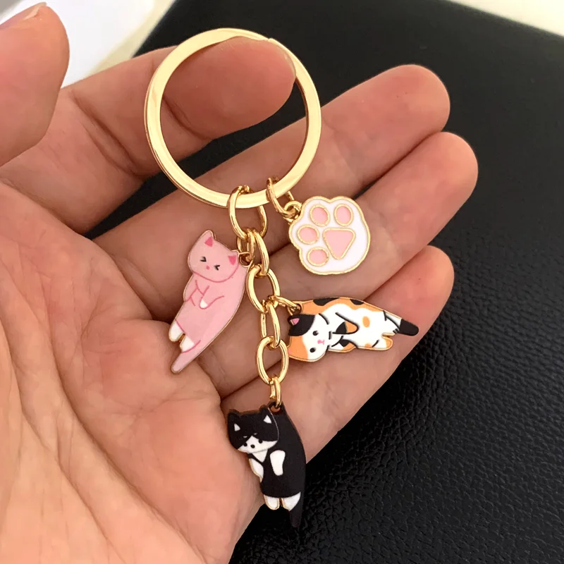 New Kawaii Cat Keychain Pet Paw Key Ring Animal Footprint Key Chains Souvenir Gifts For Women Men Cay Keys DIY Handmade Jewelry