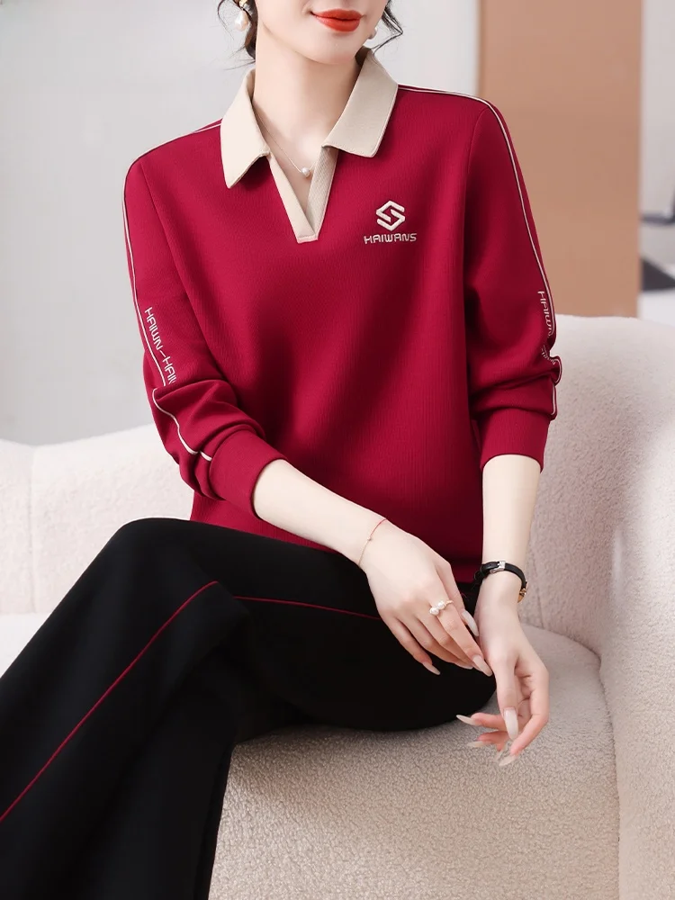 

Casual Spor Women's Two-Piece Set Spring Faion for Middle-Aged Mothers Cotton Polyester Blend Loose Fit Long Pants