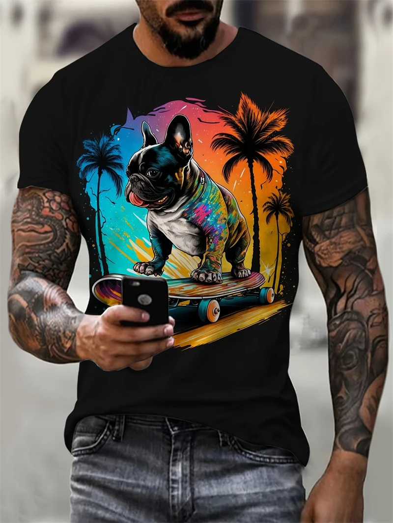 

Fashion Coconut Tree Graphic T Shirts For Men Summer Casual Vacation 3D Printed Beach T-shirts Loose Streetwear Kids Tees Tops