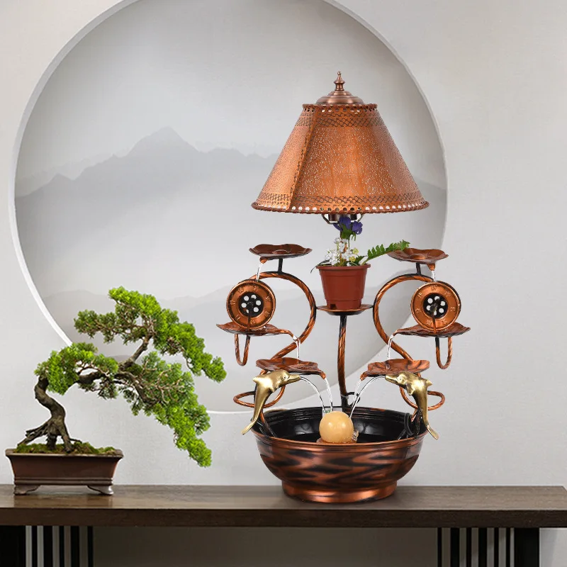 Copper flowing water fountain, water wheel, feng shui ball, living room home decoration