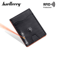 New Mini Slim Men RFID Wallets Carbon Fiber Card Holder Free Name Engraving Male Purse Photo Holder Simple Men's Card Clips