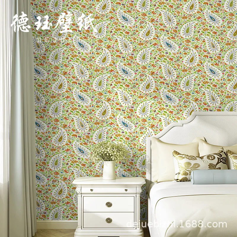 Modern Simple Fresh Floral Wallpaper Nordic Living Room Cozy Bedroom Home Decor Ethnic Style