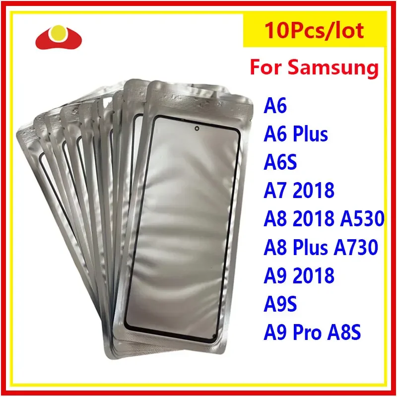 10Pcs For Samsung Galaxy A9 2018 A7 A8 Pro A750 A530 A6 Plus A6s A9S 2018 Touch Screen Panel LCD Front Outer Glass Lens With OCA