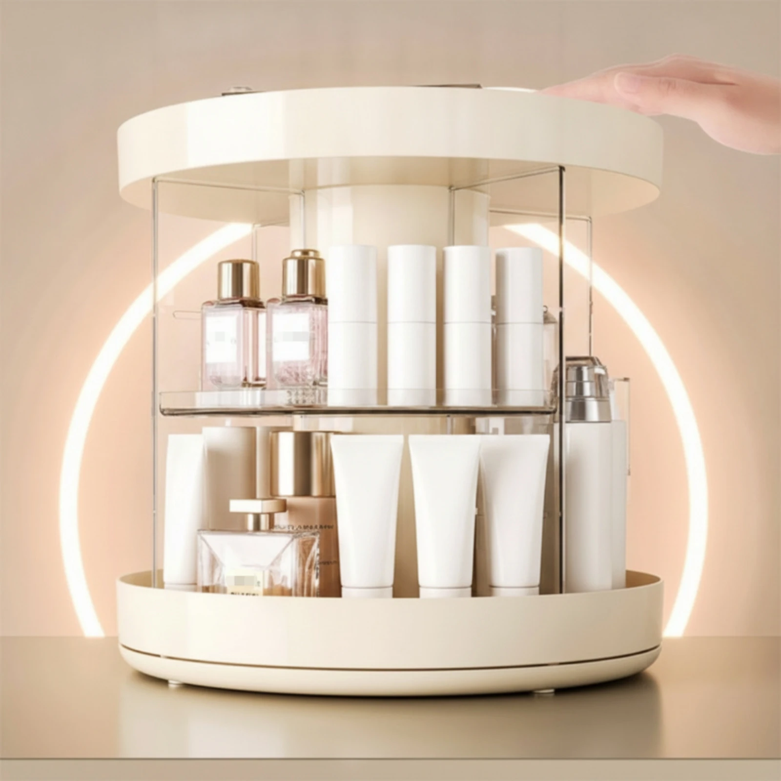 Rotating Makeup Organizer Clear Cosmetics Organizer with Rotating Base Revolving Skincare Storage Multifunctional