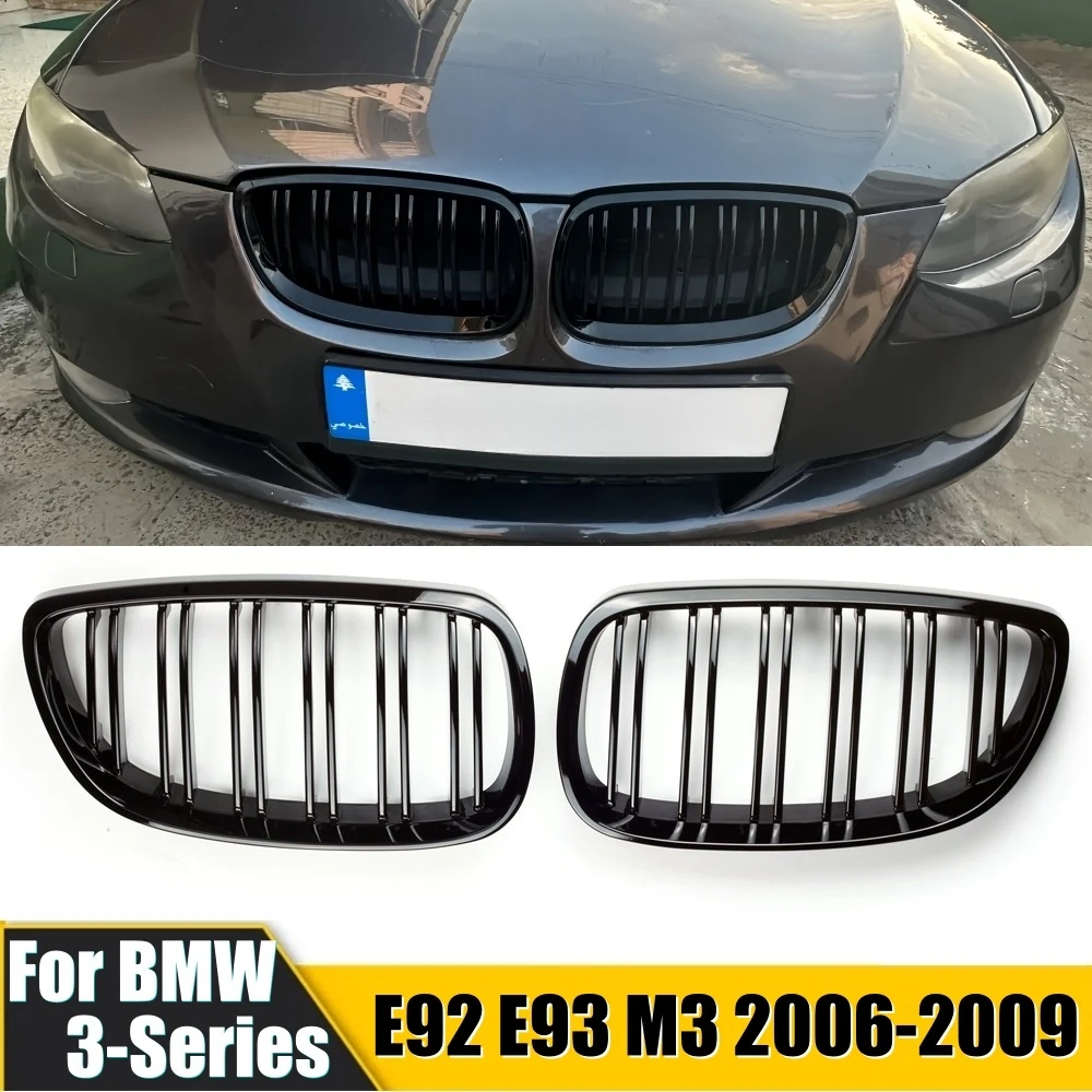 

2PCS Front Bumper Kidney Grill for BMW E92 E93 M3 2006-2009 Gloss Black Dual Line Grille Car Styling Racing Grilles