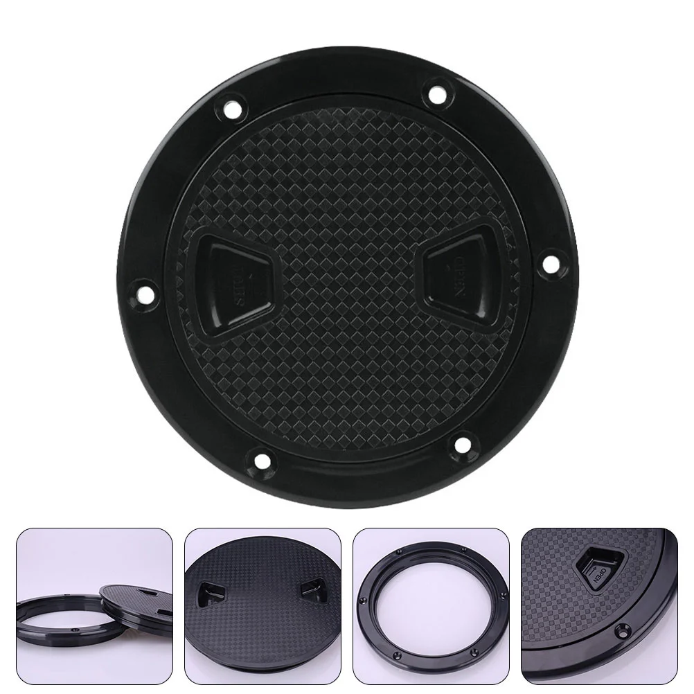 4 Inch Black Non Skid Kayak Hatch Cover for Yacht Boat Deck Inspection Hole Plate Anti Marine Accessory Fits