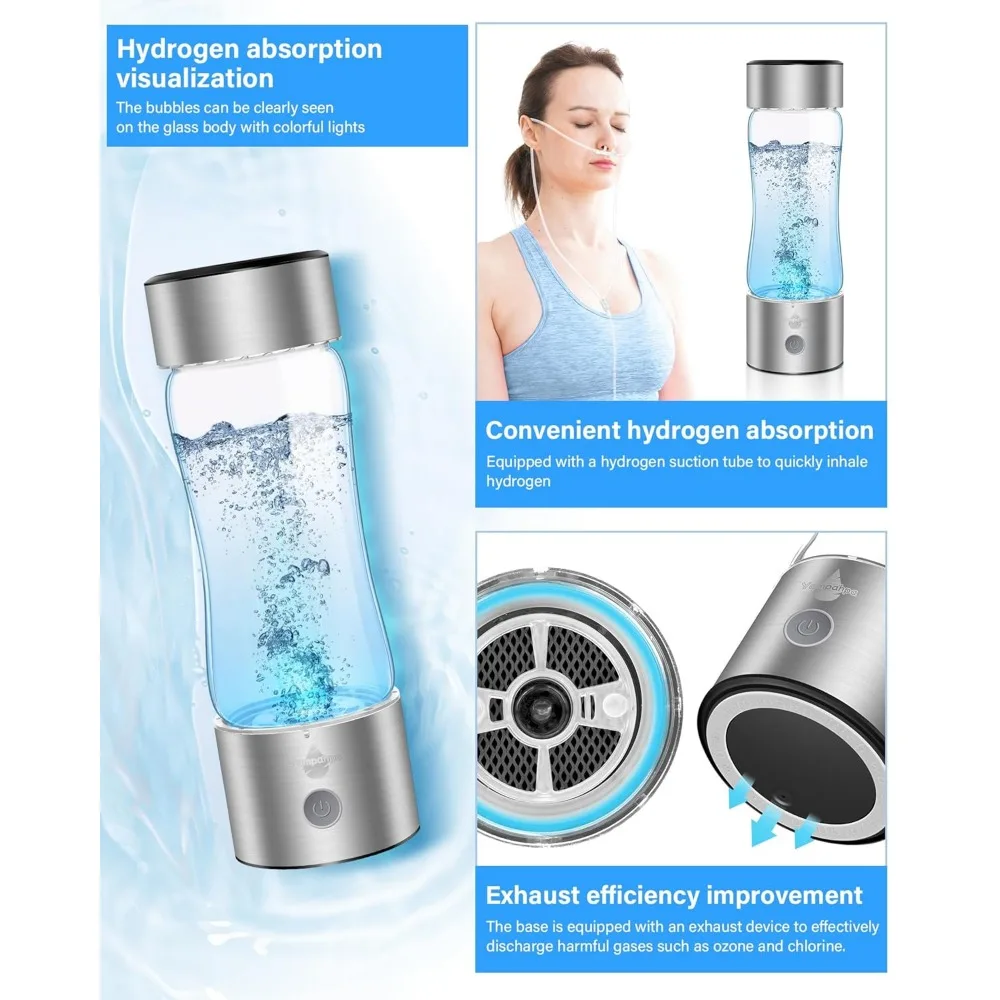 Hydrogen Water Bottle Generator with SPE PEM Technology Water Ionizer, Hydrohealth Hydrogen Water Machine Improve in 3 Minutes