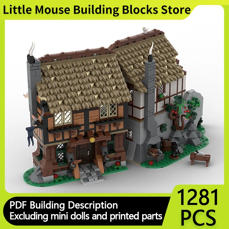

Medieval Castle Model MOC Building Bricks Town Square House Modular Technology Gifts Holiday Assemble Children Toys Suit