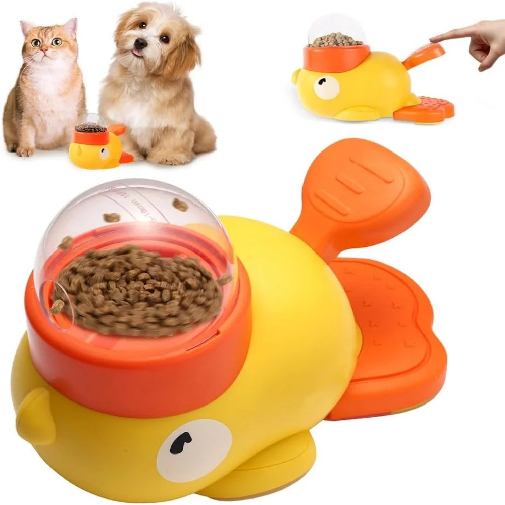 2-in-1 Duck-Shaped Dog Slow Feeder Bowl & Food Puzzle Anti-Gulping Treat Dispenser Interactive Healthy Eating Toy