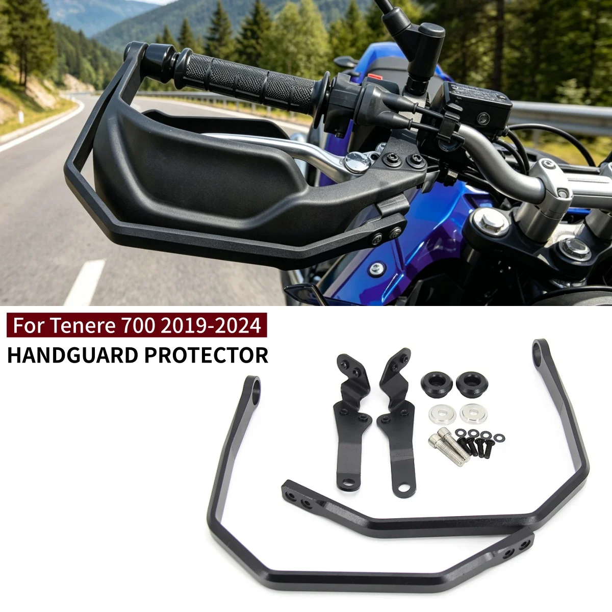 

Подходит для YAMAHA TENERE700 Tenere 700 2019 2020 2021. Аксессуары для мотоциклов: защита руля, защитные накладки на руль, кронштейн для защиты руля.