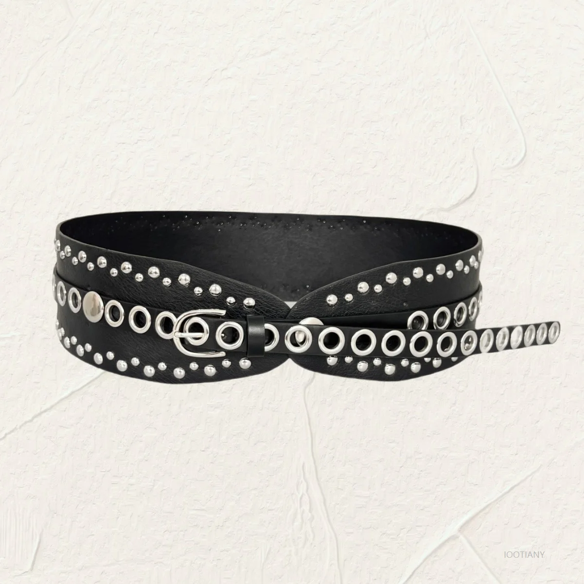 New Rivet Eyelets Mix And Match Wide Waist Belt Holiday Party Cosplay Belt Fashion Street Shot Hot Girl Irregular Wide Belt 2025
