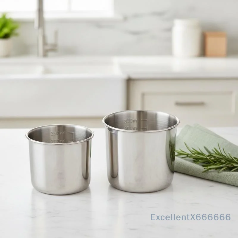 304 Stainless Steel Measuring Cup 250/350ML BPA Free Accurate Scale for Rice Storage Kitchen Baking Liquid Weighing