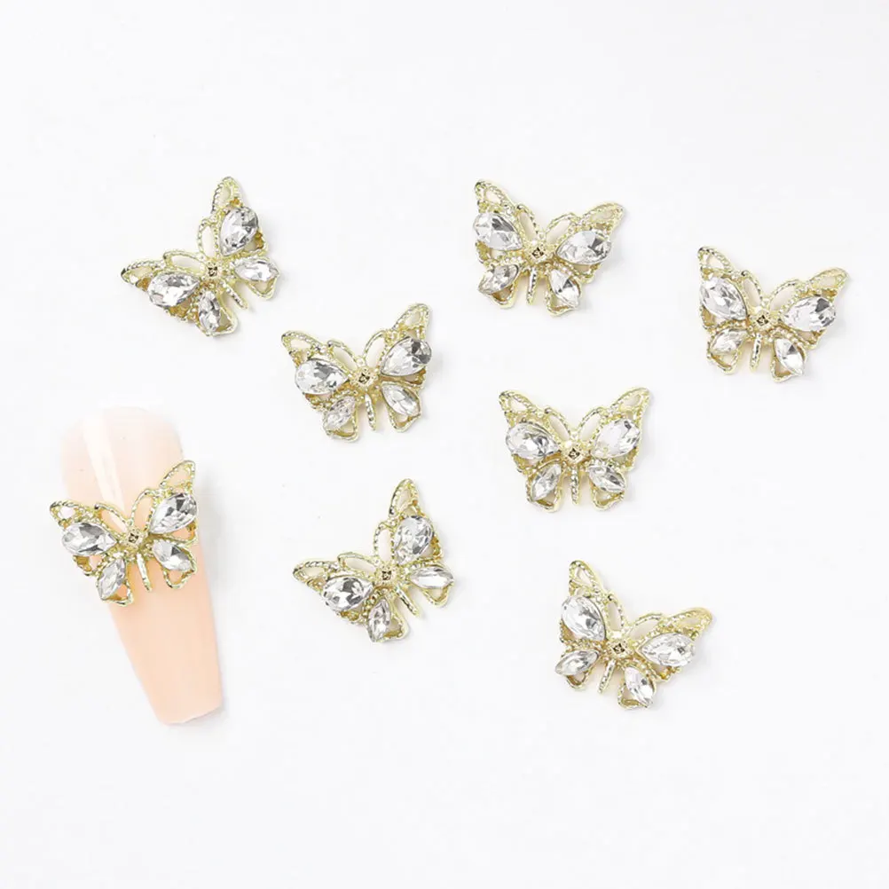 

10Pcs Butterfly Nail Charms Alloy Rhinestones for Nails 3D Acrylic Gel Nail Art Supplies DIY Decoration Rhinestones for Nails
