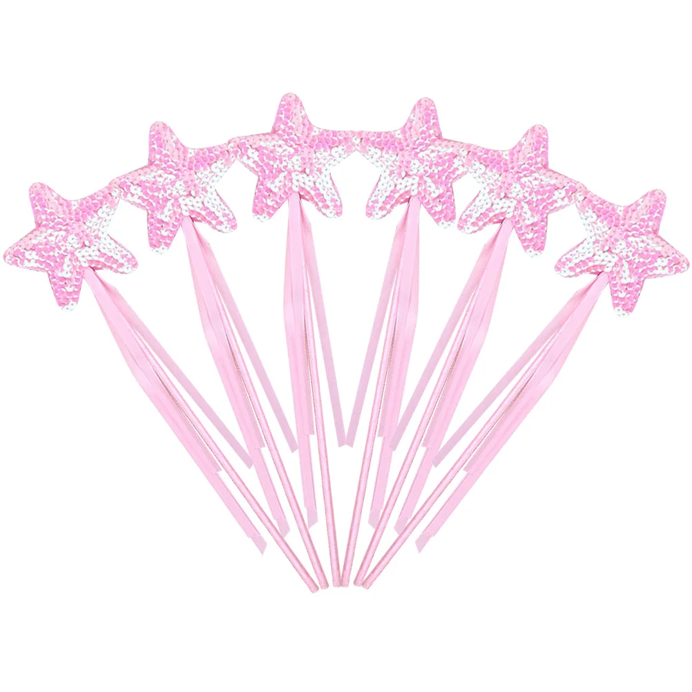 

6 Pcs Princess Sequin Child Wands Angel Sticks Plastic Stars