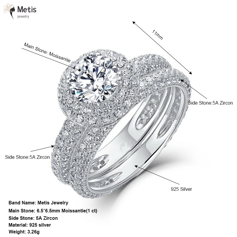 Metis Deluxe Moissanite Band Ring GRA Certificate Laboratory Diamond Rings Women's Wedding Jewelry 18K Gold Plated S925 Silver