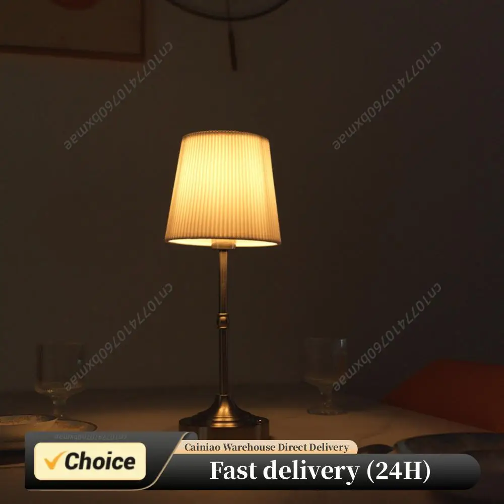 

Cordless LED Metal Table Lamp USB Rechargeable 2200K Warm Light Pleated Decorative Atmosphere Light Portable Cordless Table Lamp