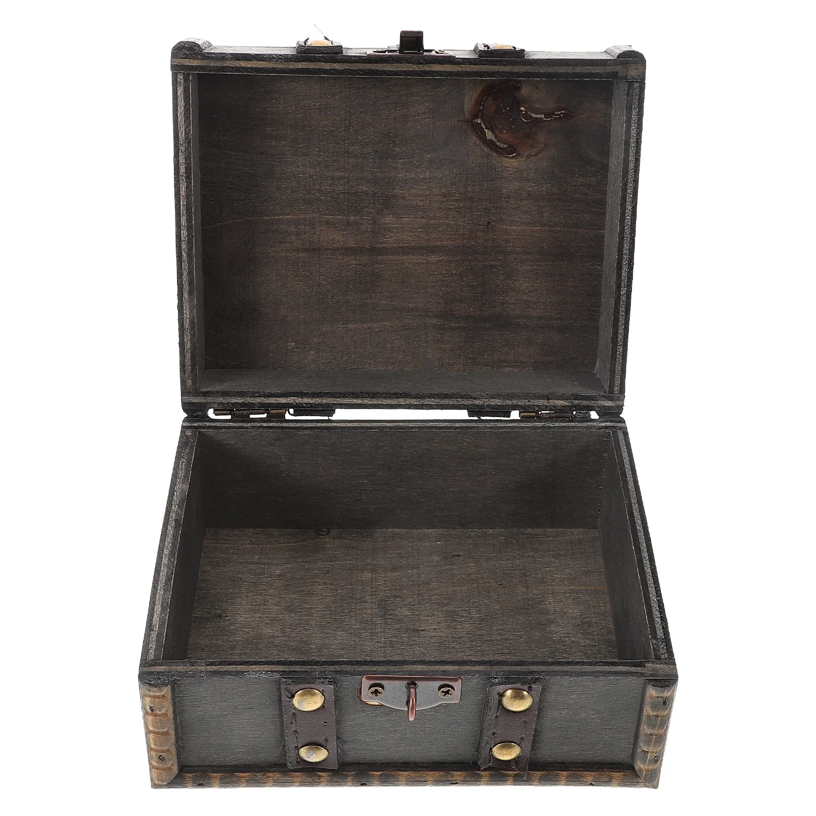 

Wooden Jewelry Box Vintage Light Grey Keepsake Chest Lock Storage Decorative Treasure Spacious European Trinket ganizer