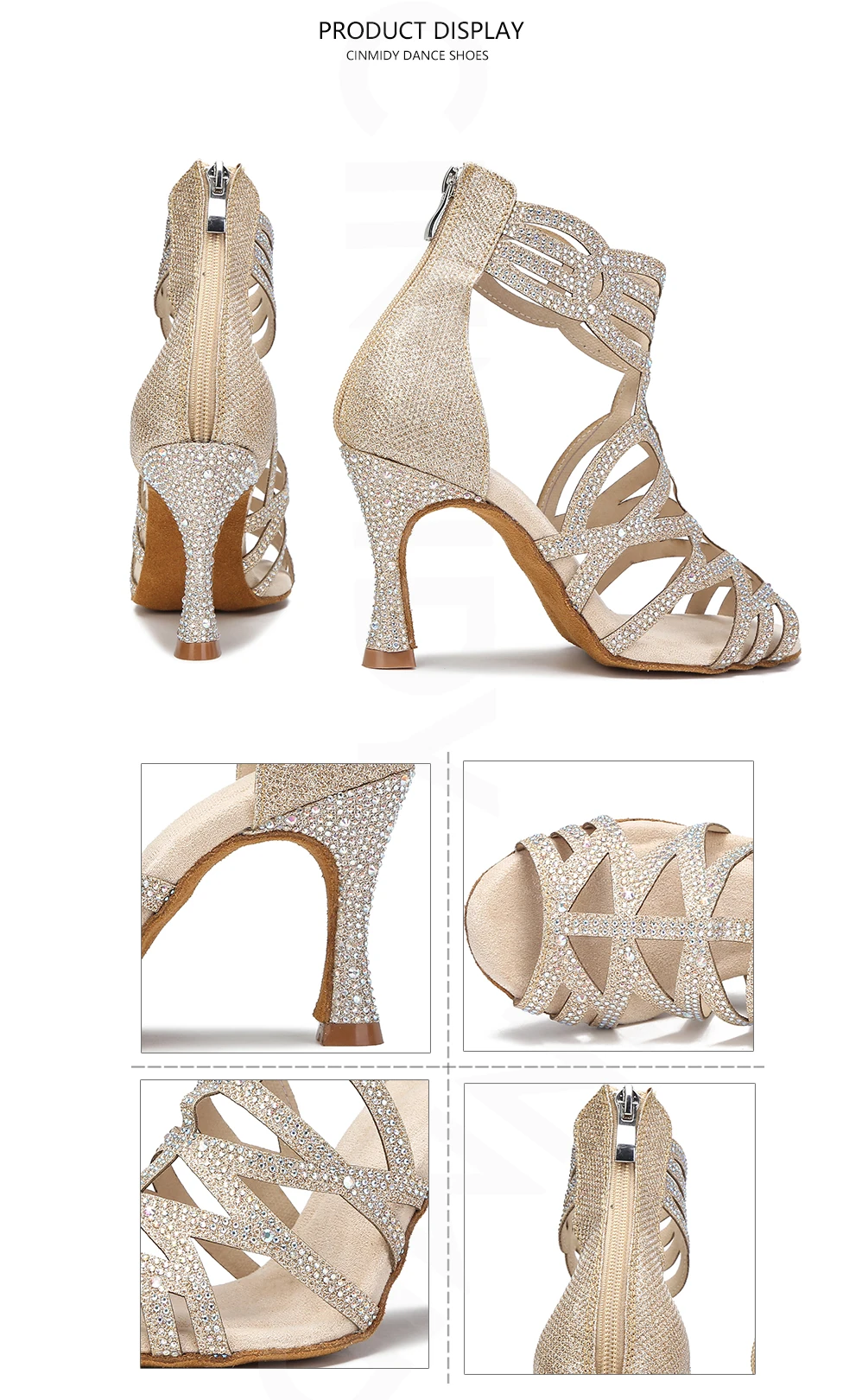 CINMIDY Neue Damen-Latin-Tanzschuhe, Modische Partyschuhe, Ballsaal-Tanzstiefel, Salsa-Tango-Schuhe, Damen-Tanzsandalen – Detail 15
