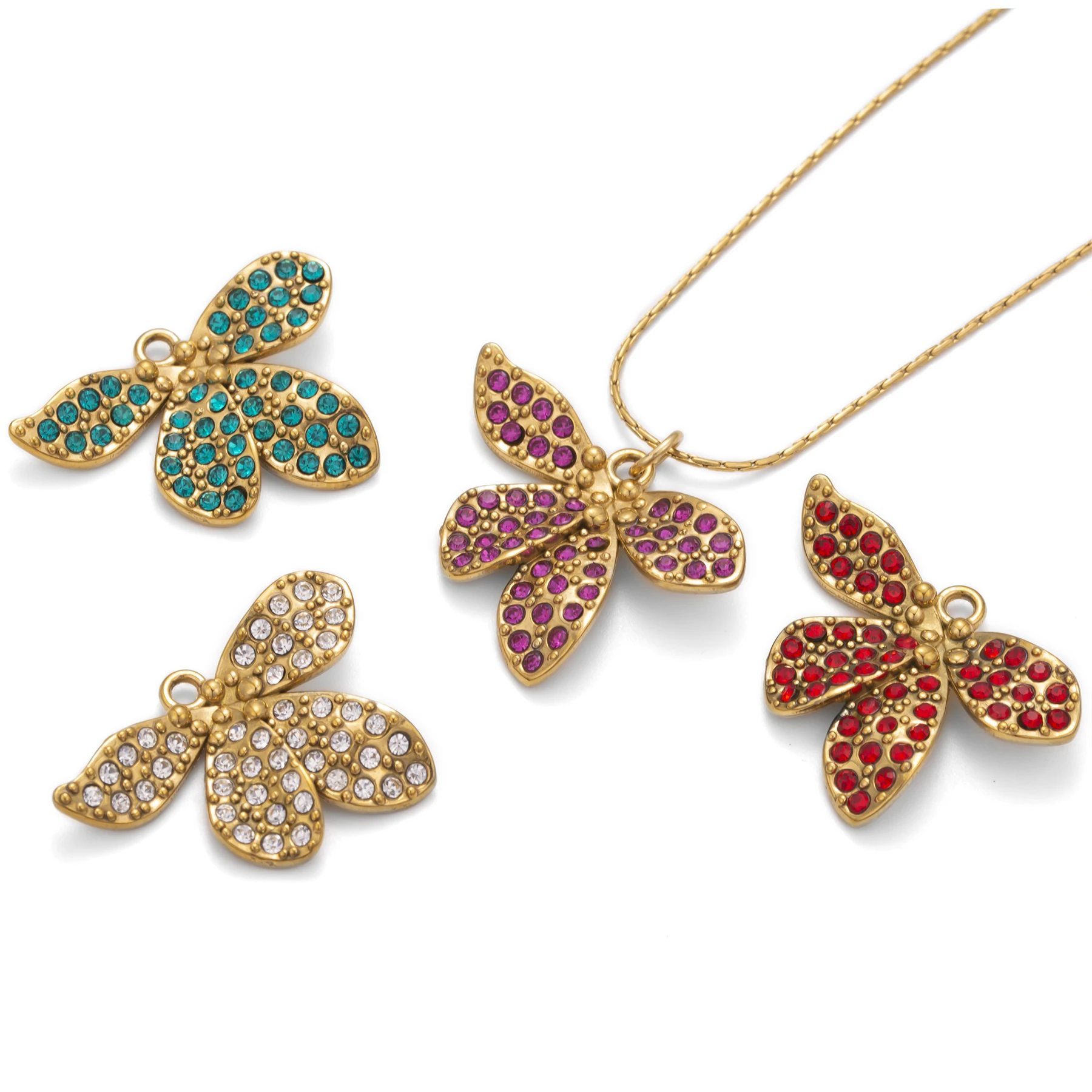 5pcs/Lot Cute Flower Butterfly Charms High Quality Stainless Steel Pendant for Jewelry Making Supplies Earring Necklace Bracelet