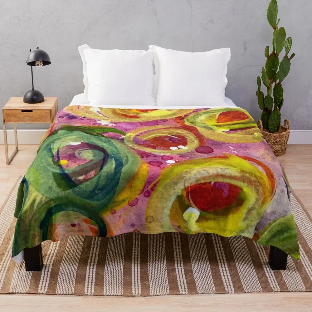 

Dancing Circles by AngelaHaigHarrison Throw Blanket Summer Beddings Moving Furry Blankets