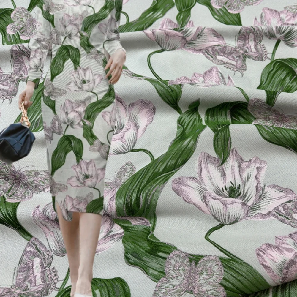 

Парчовая жаккардовая ткань для шитья платья своими руками, комплект ветровки, женская одежда, дизайнерские ткани, ткань на метр