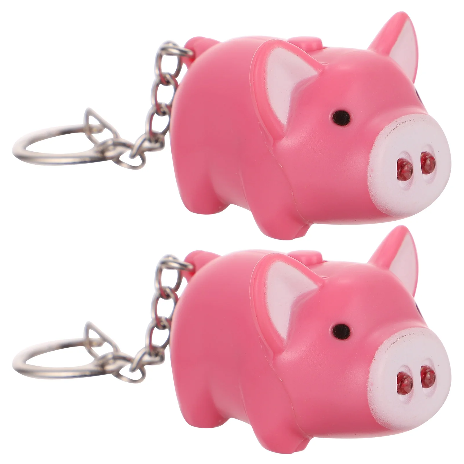 2 Pcs LED Keychain Pig Ring Wallet Flashlight Keychains for Kids Luminous Hanging Bags Cartoon Keys Pendant Animal Decor