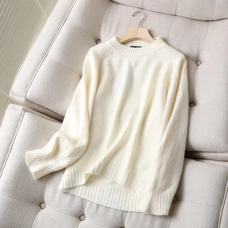 Donegirl Women 2023 Fashion New Autumn Winter Round Neck Cape Style Knitted Sweater Pullovers Solid Simple Tops Female Jumper