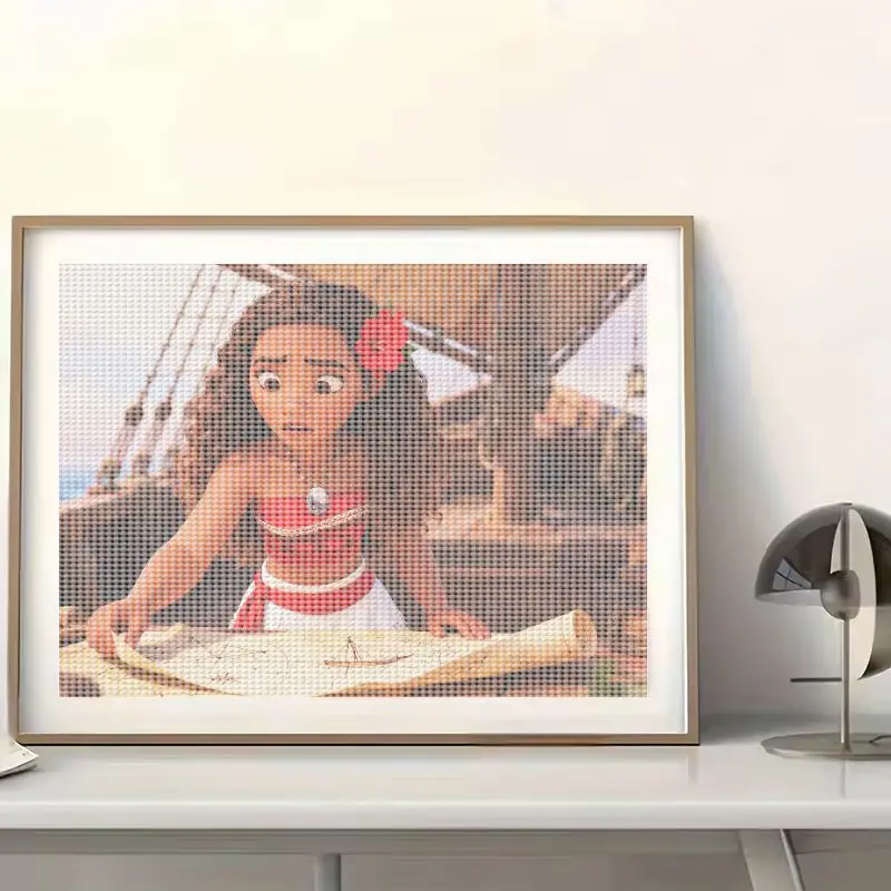 قطعة واحدة من مجموعة طلاء الماس ديزني موانا 5D، مجموعة فنية كاملة لشخصية فيلم الرسوم المتحركة DIY، لوحة ماسية كريستالية كبيرة لـ