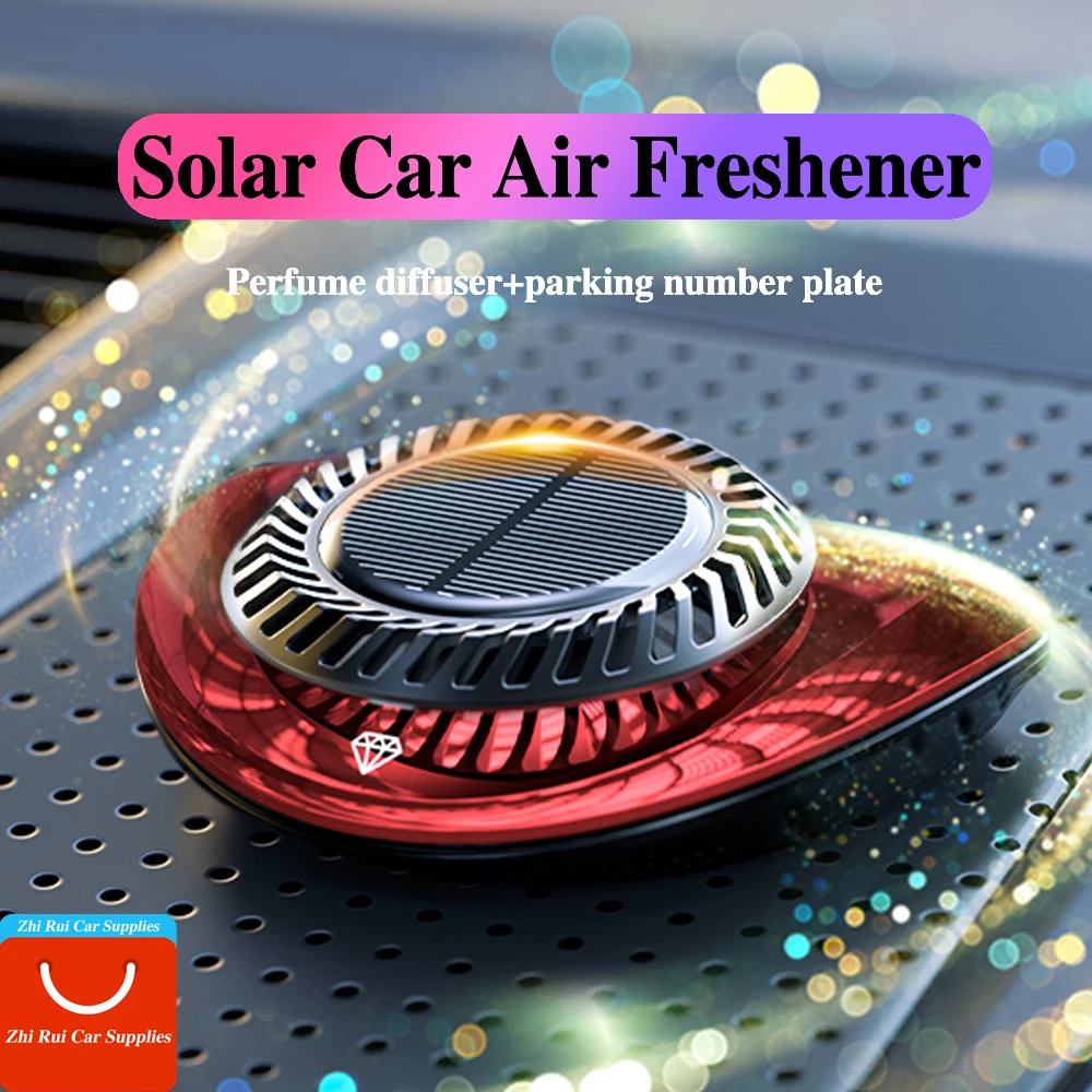 

Solar Rotate Car Air Freshener Multifunctional Auto Flavoring Interior Accessories Car Perfume Diffuser Car Parking Number Plate