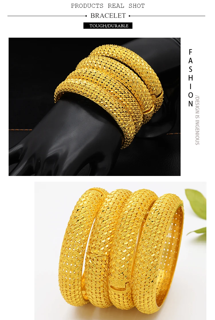 ANIID Neue Luxus Dubai Gold Farbe Armreifen Für Frauen Arabisch Braut Charme Armband Nigerianischen Hochzeit Geschenk Afrikanischen Schmuck Party – Detail 5